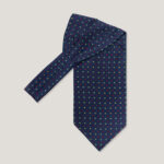 Ascot blu navy, fiorellini rossi – Antica Cravatteria Palermo