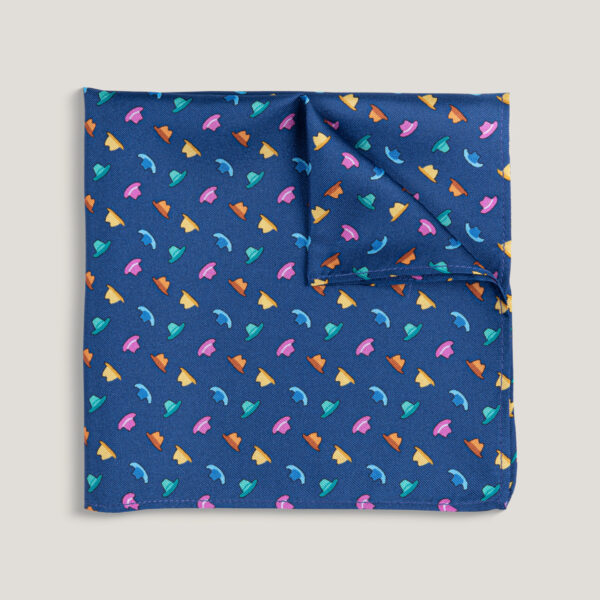 Pochette blu navy con cappellini colorati – Antica Cravatteria Palermo