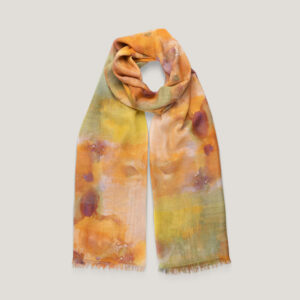 Sciarpa con macchie di colore nelle nuances calde – design Roberta Failla Antica Cravatteria Palermo